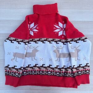 Fairisle Reindeer Christmas Turtleneck Sweater